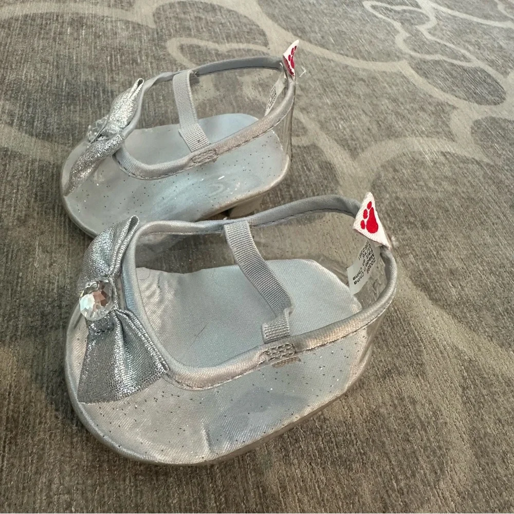 Build-A-Bear Silver Sparkle Bow heels